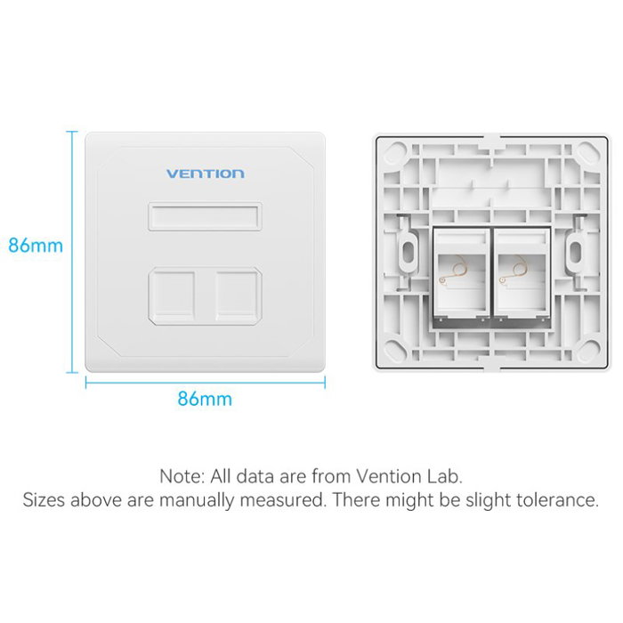 Vention Placa de Pared Keystock IFEW0 con 2 Puertos RJ45, Blanco
